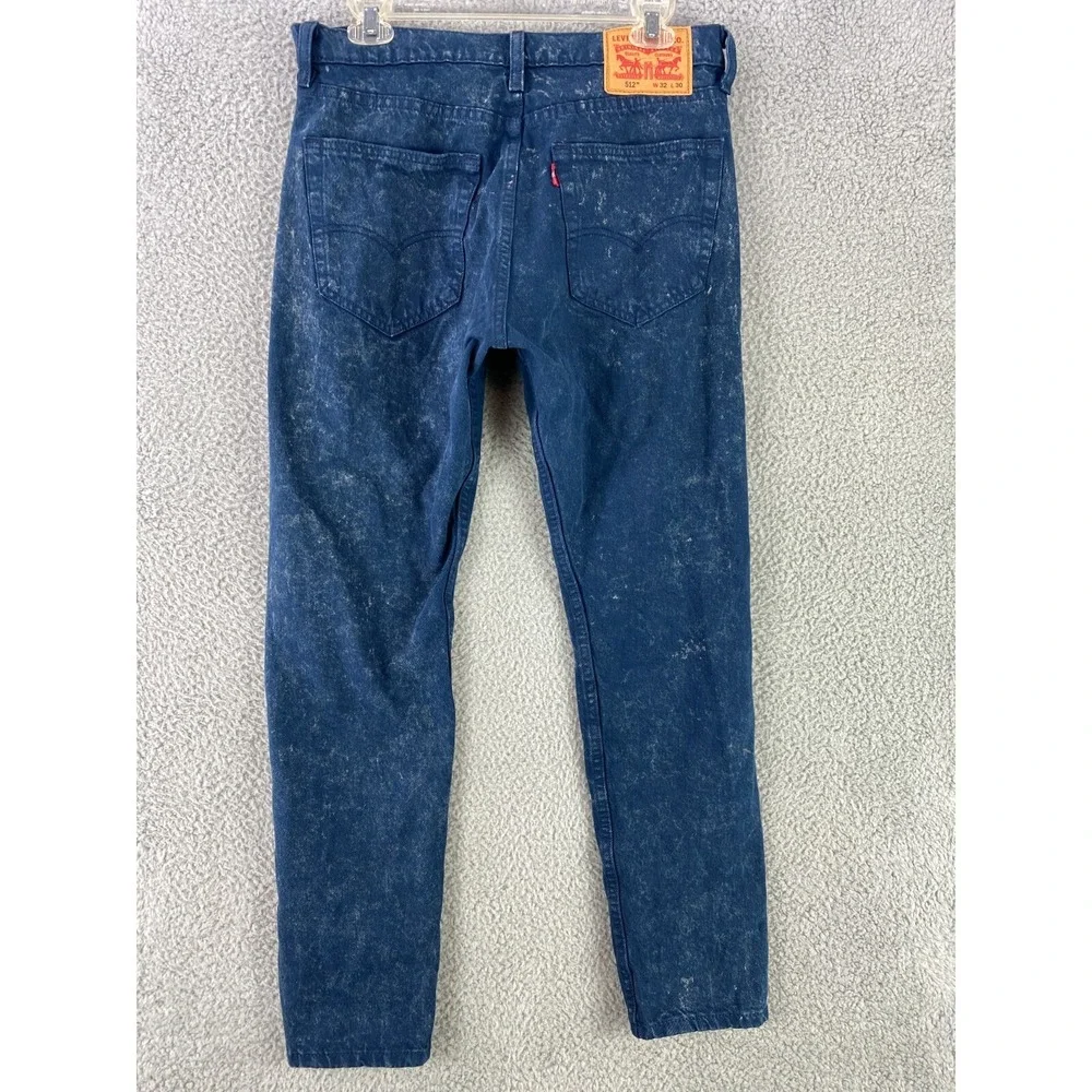 Levi's 512 Jeans Men's 32 x 30 Blue Splashed Wash Cotton Blend‎ Tapered